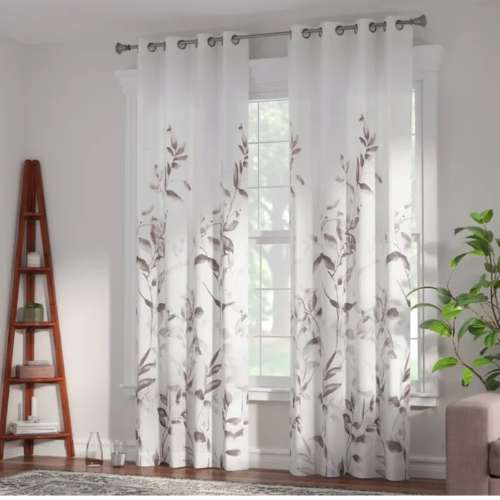 Andover Mills Trent Floral Printed Sheer Grommet Curtains